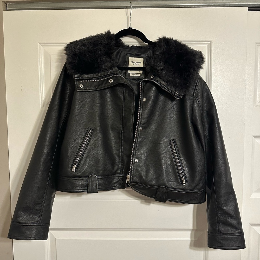 Abercrombie & Fitch Faux Leather Jacket with Fur